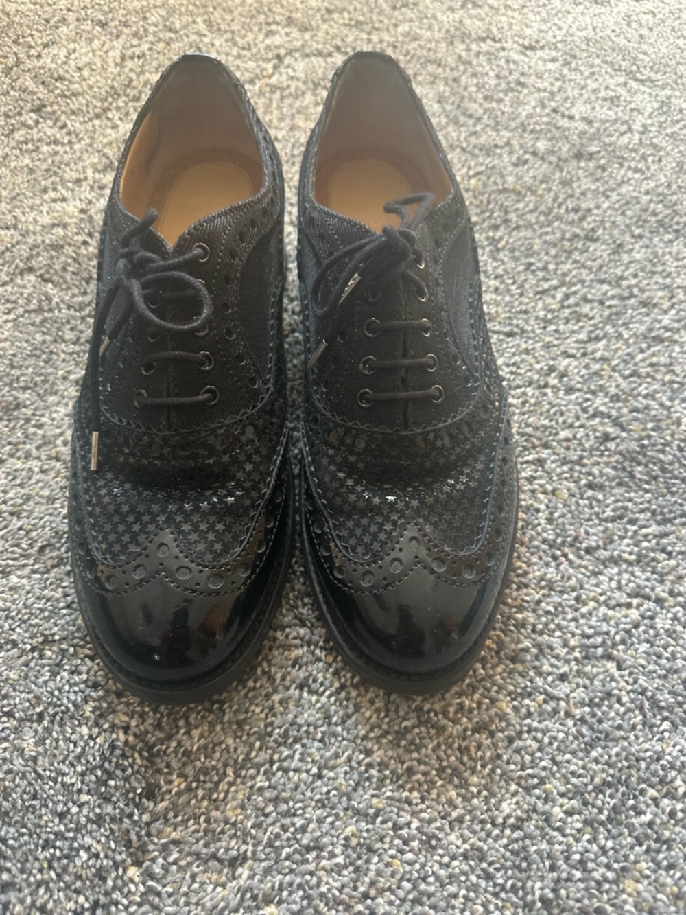 Black Women's Wingtip Lace-Up Flats